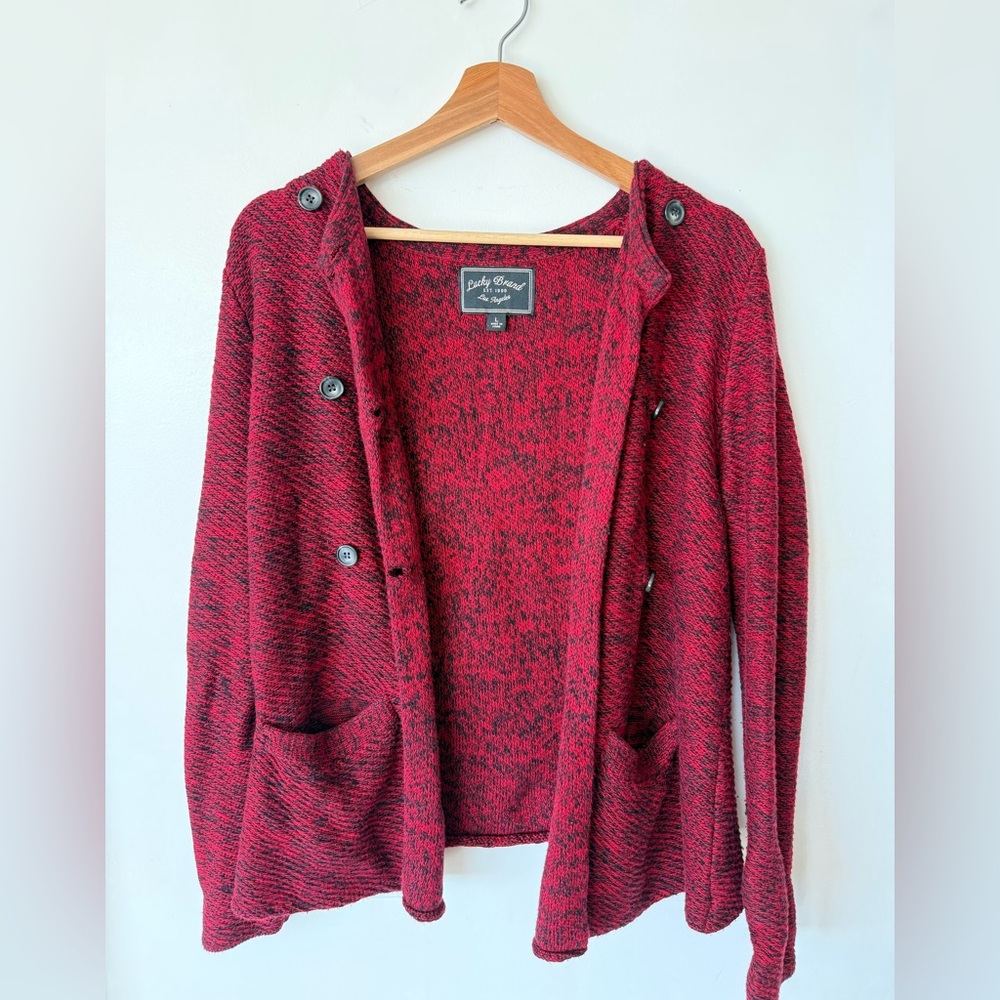 Lucky Brand Red Cardigan with Button Accents